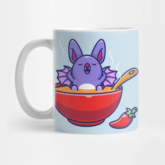 Cute Bat Relax On Soup Cartoon by Catalyst Labs